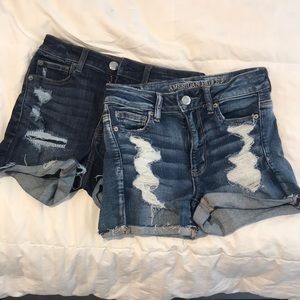 Set of 2 American eagle jean high rise shorts.